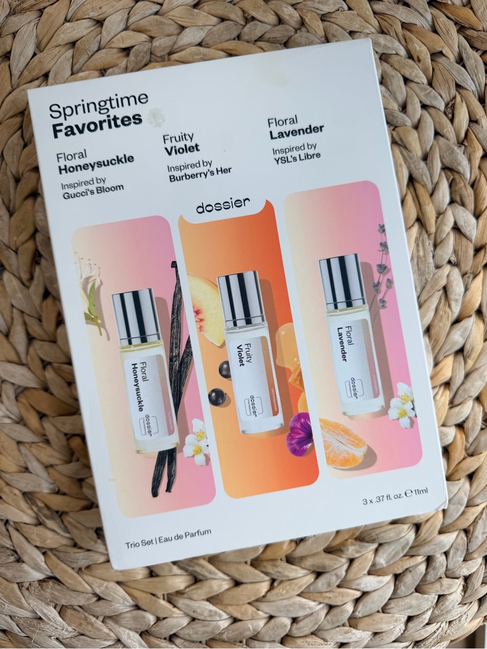 NIB Dossier Springtime Favorites Perfume Trio Set – 3 x 11ml Eau de Parfum Set